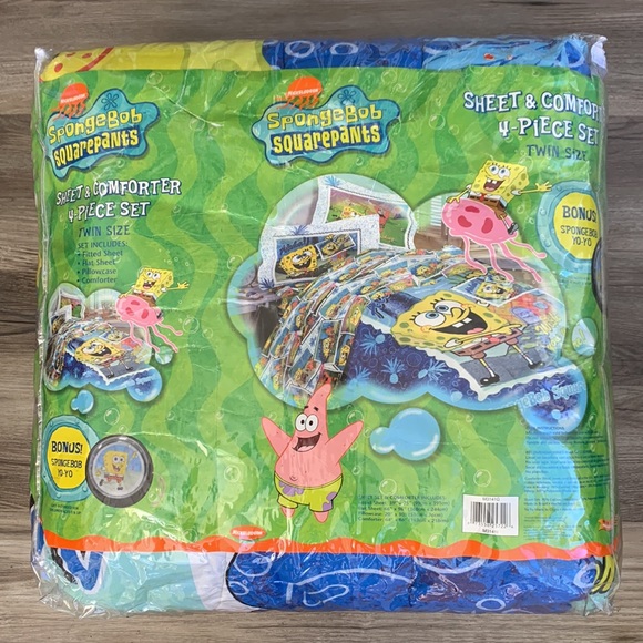 SpongeBob SquarePants Sheet & Comforter Set Twin Nickelodeon Sponge Bob 2002 New - Picture 10 of 10